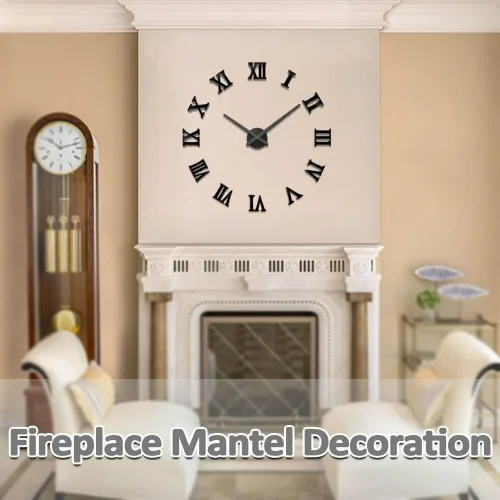 Vista 8 de Mintime Reloj de pared moderno sin marco, grande, 3D, números de espejo para decoración de oficina en casa