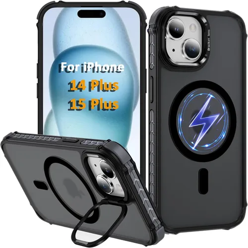 Vista 35 de Funda KETGII para iPhone 13, para iPhone 14, compatible con MagSafe, carga inalámbrica, resistente, a prueba de golpes, pata ajustable, delgada