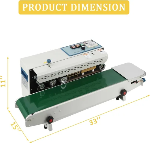 Vista 3 de Takywep Sellador continuo de banda con sellador horizontal automático de banda Fr-900 110V, control de temperatura, comercial Pp aluminio papel PVC