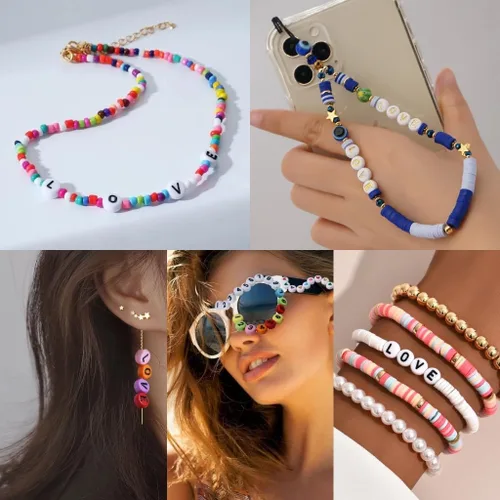 Vista 6 de XIANNVXI 3500 cuentas de letras blancas para pulseras, cuentas acrílicas coloridas para hacer joyas (cuentas blancas y mixtas)