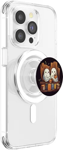 Vista 3 de Libros de lectura de fantasmas, diseño de Halloween, para adolescentes, niñas, mujeres, PopSockets MagSafe PopGrip para iPhone