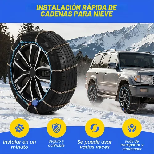 Vista 2 de Cadenas de nieve de ajuste automático para automóviles, SUV y camionetas – Instalación automática de ajuste rápido de 1 minuto, cadenas universales