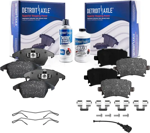 Vista 42 de Detroit Axle - Pastillas de freno para Ford F-150 99-03, 02 Lincoln Blackwood, Pastillas de freno de cerámica delanteras y traseras con repuesto