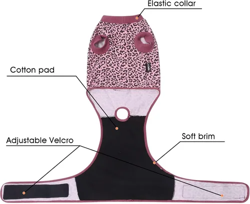 Vista 3 de Jiupety Traje de recuperación para perros ajustable, body para perros para heridas abdominales después de cirugía, collar electrónico sustituto Pink