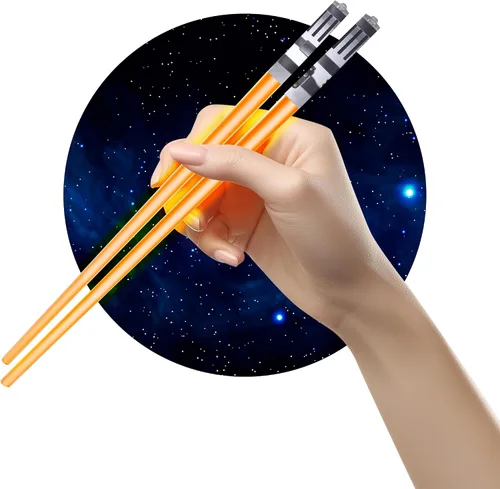 Vista 18 de Palillos de sable de luz con luz LED - Sables de luz brillantes de Star Wars, palillos reutilizables para sushi, juego de palillos con luz LED de 1