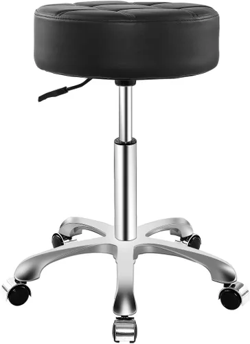 Vista 12 de Ainilaily Taburete con ruedas, cojín grueso resistente para esteticista, silla hidráulica para trabajo, médico, tatuaje, sala de oficina, (negro)