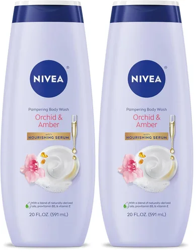 Vista 15 de NIVEA Delicado jabón corporal Orchid and Amber con suero nutritivo, botella de 20 onzas líquidas