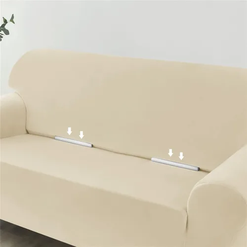 Vista 4 de Funda elástica para sofá de 3 cojines, 1 funda de terciopelo para sofá, fundas protectoras de muebles con parte inferior elástica, lavable a máquina