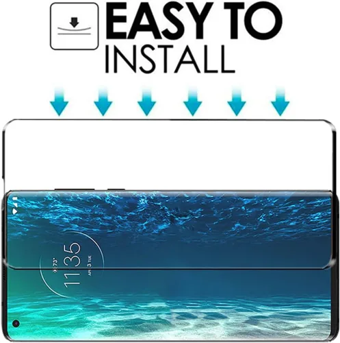 Vista 5 de Protector de pantalla curvado 3D para Moto Edge (2020), [2 unidades] de vidrio templado de cobertura completa para Motorola Edge 2020 (6.7 pulgadas)