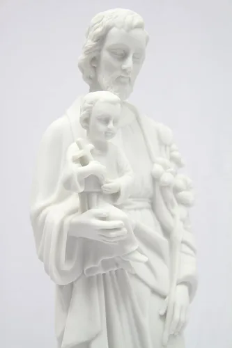 Vista 4 de Vittoria Collection Figura de escultura italiana de San José con niño de 19 pulgadas, hecha en Italia, para jardín interior y exterior