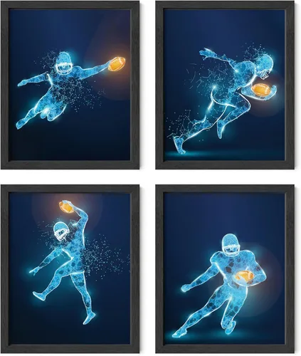 Vista 57 de Impresiones artísticas de fútbol americano para pared, juego de 5 (8x10) carteles de fútbol americano sin marco, decoración de sala de fútbol Niños