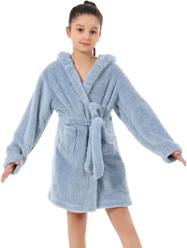 Vista 15 de Bata con capucha para niños y niñas, de forro polar, suave, pijama, ropa de dormir Beige