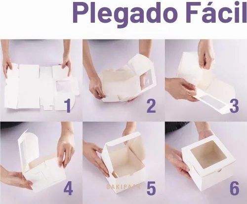 Vista 4 de 25 cajas blancas de panadería con ventana de 5 x 5 x 3.5 pulgadas 5x5x3.5 Blanco