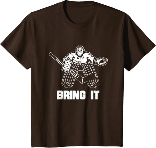 Vista 32 de Divertida camiseta gráfica de ropa de portero de hockey sobre hielo, Negro, S