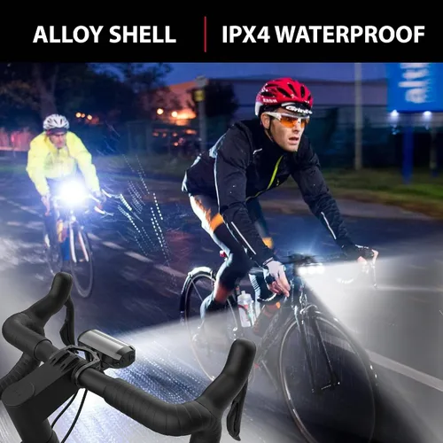 Vista 6 de Luces de bicicleta superbrillantes para conducción nocturna, luz de bicicleta de alto lumen delantera y trasera, juego de faros delanteros