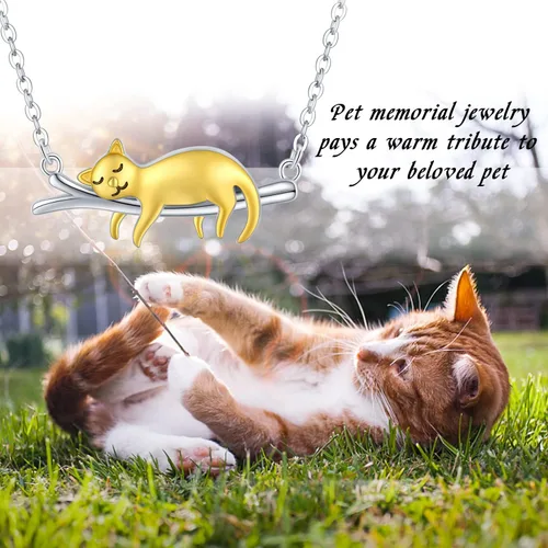 Vista 7 de JUSTKIDSTOY Collar de gato de plata de ley 925 con colgante de animal lindo con cristal de gato, regalo de joyería para mujeres y niñas amantes