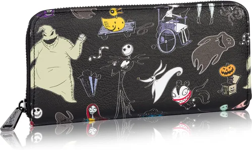 Vista 2 de Loungefly Disney The Nightmare Before Christmas - Cartera estilo acordeón y cremallera alrededor