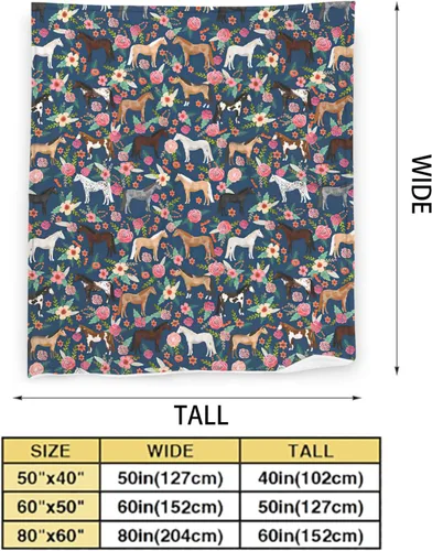 Vista 4 de Manta de caballo para niñas y mujeres, manta de franela de forro polar de animales del oeste, suave y ligera, manta de felpa azul para niños