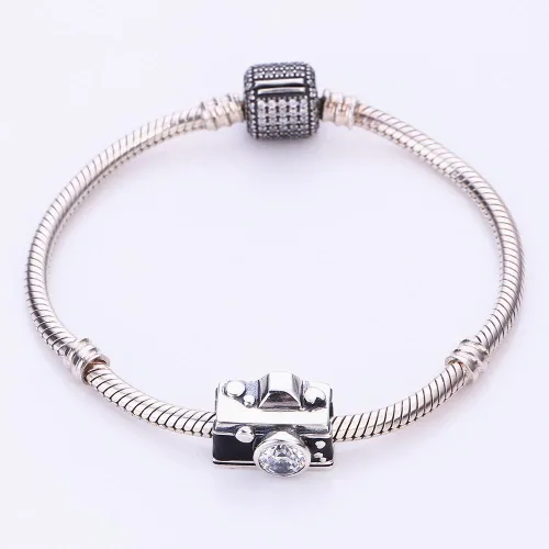 Vista 3 de ABUN Dijes de la serie de viaje de plata de ley 925 con cuentas de viaje para pulsera, Plata esterlina