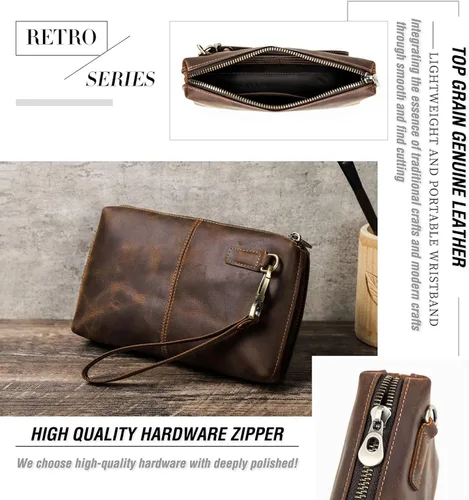 Vista 51 de Funda de piel de grano superior para hombre y mujer, múltiples bolsillos/ranuras, RFID de gran capacidad para tarjetas, cheques, dinero, pasaporte