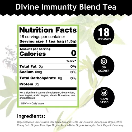 Vista 3 de Buddha Teas - Mezcla Orgánica de Inmunidad Divina - Té Herbal - Para la Salud y el Bienestar - Con Antioxidantes y Minerales - Ingredientes Limpios