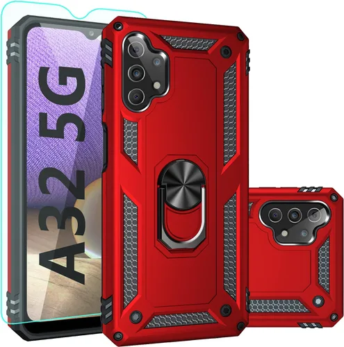 Vista 7 de Funda para Galaxy A32 5G, A32 5G, con protector de pantalla, [grado militar] 16 pies, cubierta probada contra caídas con soporte magnético para Negro