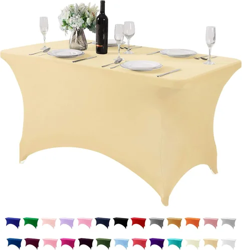 Vista 94 de Mantel de elastano para mesa de 6, 4 o 8 pies, universal, ajustable, para fiestas, banquetes, bodas y eventos, color verde manzana