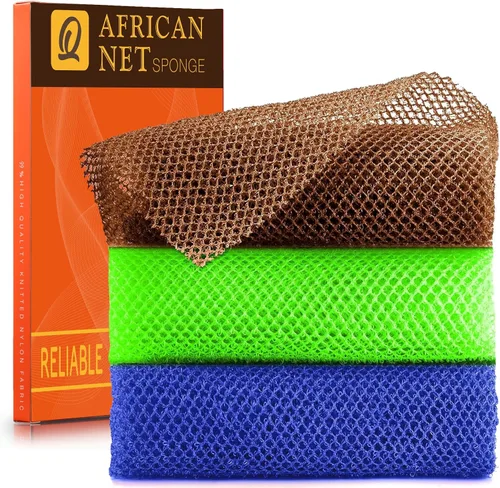 Vista 12 de UJFQBH African Net Sponge Authenti, exfoliante corporal para espalda y zonas de difícil acceso, exfoliante diario suave para limpieza profunda Gris