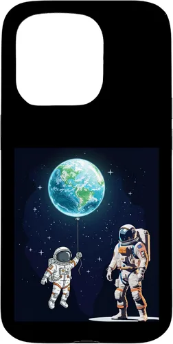 Vista 14 de Astronauts in Space Parent & Child in spacesuits with Planet Case for iPhone 16