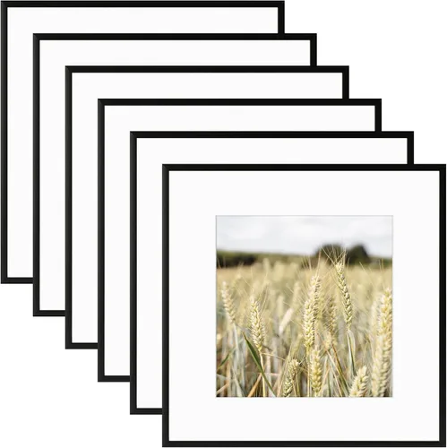 Vista 10 de Golden State Art, juego de marcos para pared de galería de 6 - Marcos de aluminio negro de 5x7 con alfombrilla para fotos de 4x6 - Marco de metal