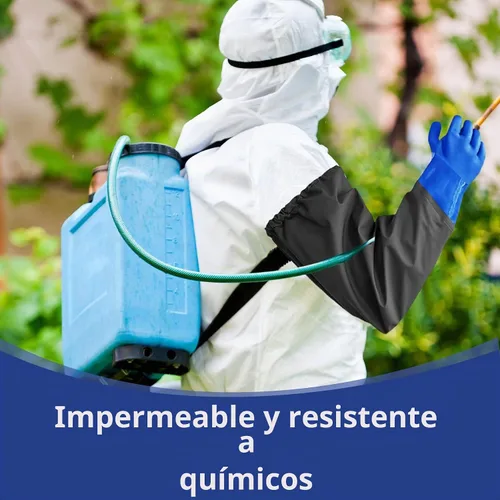 Vista 5 de 2 pares de guantes largos de goma de PVC resistentes a los productos químicos, longitud del codo, guantes impermeables resistentes para lavar