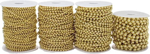 Vista 5 de Guirnalda de cuentas de perlas sintéticas para manualidades de 4mm rollo de hebra de perlas para decorar centros de mesa florales favor de fiesta