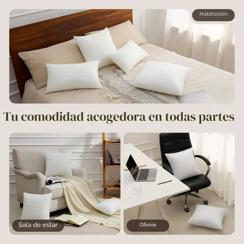 Vista 5 de Phantoscope - Insertos de almohada, 100% poliéster hipoalergénico de fibra virgen, almohadas cuadradas para sofá, sillón, cama, 12x20 pulgadas