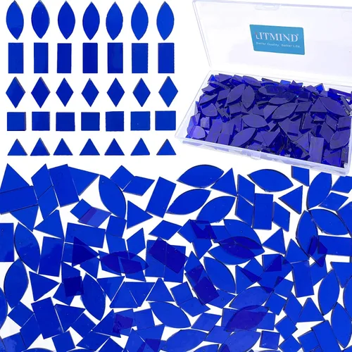 Vista 11 de LITMIND Azulejos de Mosaico de Vidrio Manchado Naranja Transparente - 240 Piezas en 5 Formas (Rectángulo, Triángulo, Rombo, Cuadrado, Hoja)