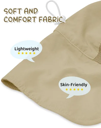 Vista 2 de Durio Sombrero de sol infantil con solapa para el cuello, protección solar UPF 50+, sombrero de verano para bebé, forro transpirable, sombrero