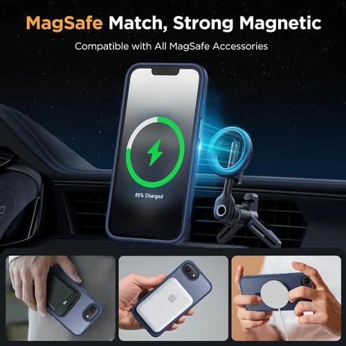 Vista 3 de Miracase Funda para iPhone 16e para MagSafe [con 2 protectores de pantalla] [protección superior de grado militar] antihuellas, translúcida mate a