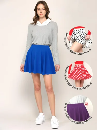 Vista 2 de Made By Johnny Minifalda plisada y elástica casual para mujer con pantalones cortos