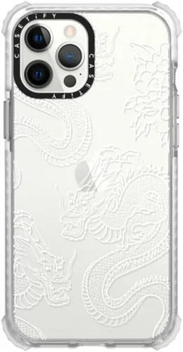 Vista 11 de CASETiFY Ultra Impact - Funda para iPhone 12 Pro Max (protección contra caídas de 9.8 pies), estampado de vaca, transparente
