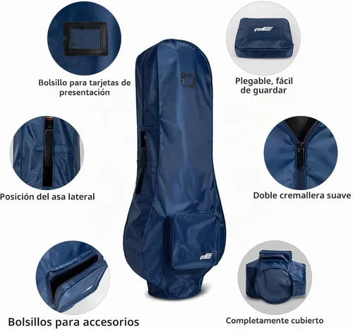 Vista 4 de Funda impermeable de PVC 300D para bolsa de golf, bolsa de golf, duradera, ligera y fácil de maniobrar Negro