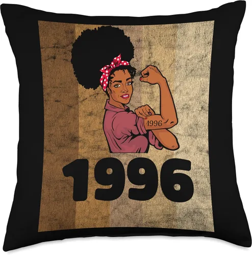 Vista 4 de Vintage 1996 Limited Edition 27th Birthday Afro Girls Women Throw Pillow