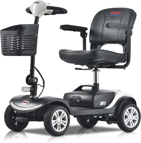 Vista 16 de Patinete de movilidad plegable de 4 ruedas – Scooter motorizado de capacidad de 300 libras para adultos, scooter médico eléctrico compacto