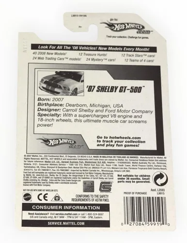 Vista 2 de Hot Wheels 2008 Nuevos Modelos Gator Blue '07 Shelby GT-500 con Negro OH5SP #01 (01 de 40)