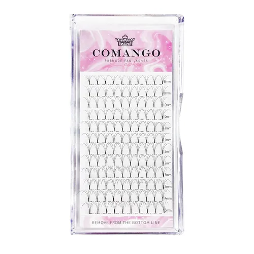 Vista 44 de Extensiones de pestañas de volumen prefabricadas 10D, 0.003 in de grosor, rizo C/D, 0.472 in, tallo corto, extensiones de pestañas de volumen