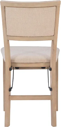 Vista 17 de Linon Keira Sillas plegables de madera rústica natural con asiento y respaldo acolchados en beige – Conjunto de 2