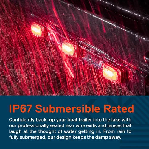 Vista 4 de True Mods 15" Barra de luz LED de 3 luces rojas para remolque [DOT FMVSS 108] [SAE P2] [IP67 sumergible] Sellada Identificación de marcha