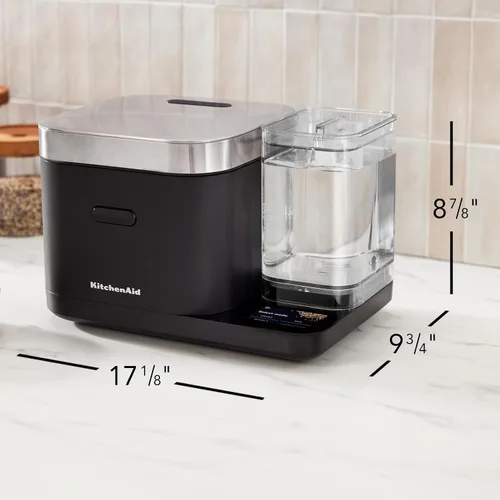 Vista 7 de Olla para granos y arroz KitchenAid de 8 tazas con báscula integrada de detección automática + tanque de agua, KGC3155, negro mate