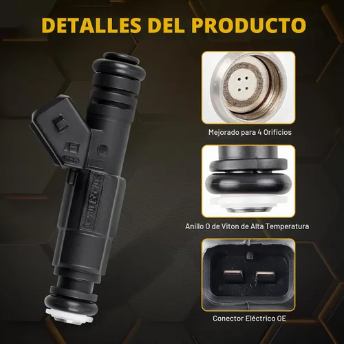 Vista 4 de Inyector de combustible, 4 agujeros, 6 piezas para Jeep Wrangler Cherokee Grand Cherokee Comanche 4.0 1987-1998 Reemplazar # 0280155703
