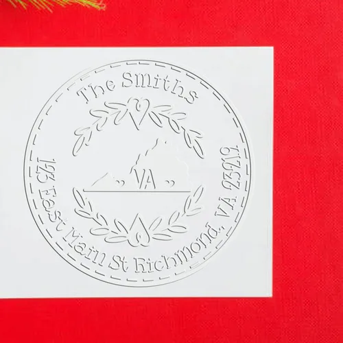 Vista 21 de Alabama State Wreath - Sello de sello de dirección personalizado para invitaciones de fiesta, tarjetas de vacaciones y decoración del hogar Sello