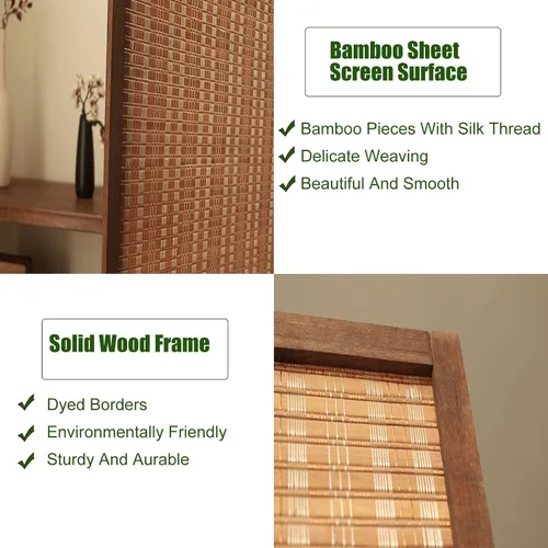 Vista 6 de 3 4 5 6 7 8 Panels Room Separator Freestanding Wall Divider for Office/Bedroom/Hotel, Foldable Room Divider Partition Privacy Screen, Wood