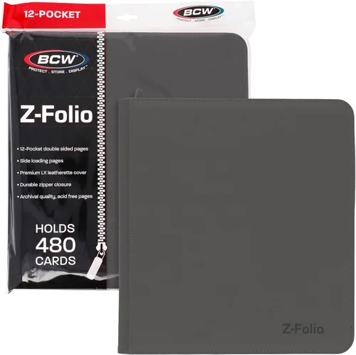 Vista 8 de BCW Z-Folio LX - Cartera con cremallera – Álbum de 12 bolsillos de cuero sintético azul premium – Cremallera segura – Capacidad de 480 tarjetas